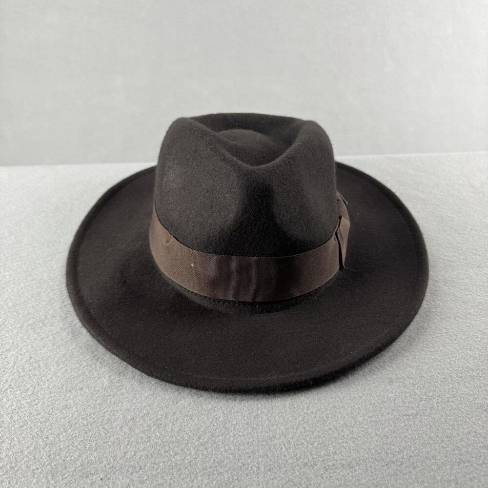 Indiana Jones Hat Fedora Fitted Mens XL Brown Wool Wide Brim Adventure Movie